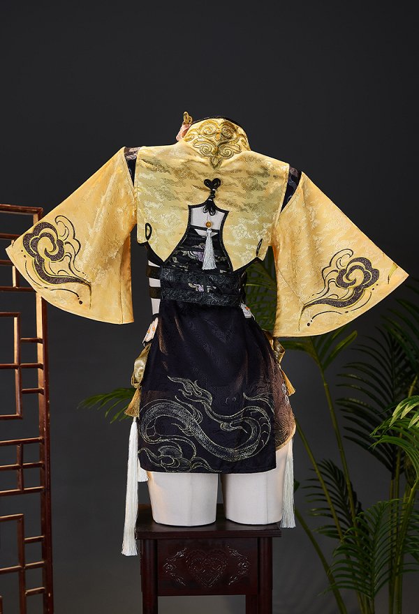 NARAKA: BLADEPOINT Way of the Dragon Feria Shen Burger King Crossover Skin Cosplay Costume Top and Dress with Shorts and Belt