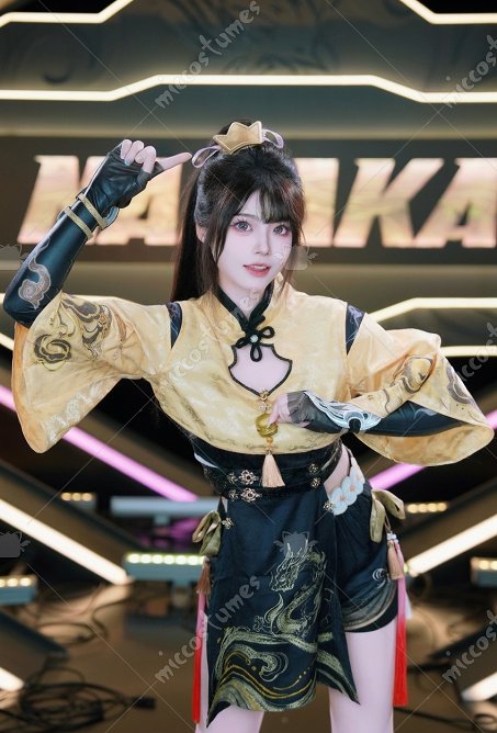 NARAKA: BLADEPOINT Way of the Dragon Feria Shen Burger King Kollabo Cosplay Oberteil und Kleid mit Hose und Gürtel