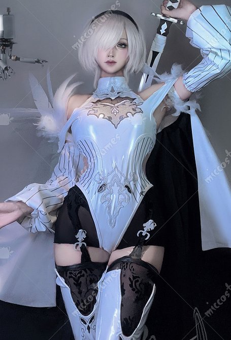 Nier:Automata 10H Disfraz de Cosplay Mono con medias y capa