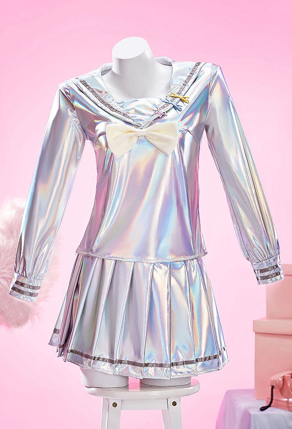 Streamer dans le besoin Surcharge Ame kAngel Costume de cosplay Haut et demi-jupe avec nœud