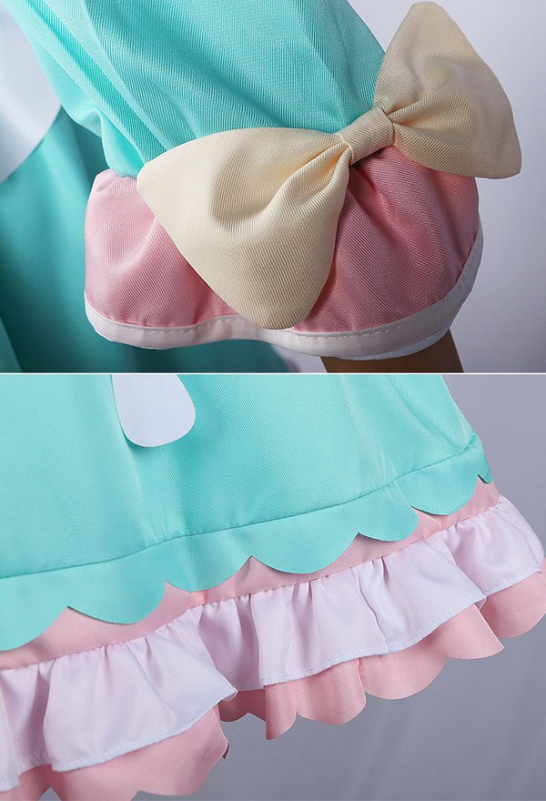 Costume de cosplay Ame Streamer Overload en tenue de soubrette avec tablier et chaussettes