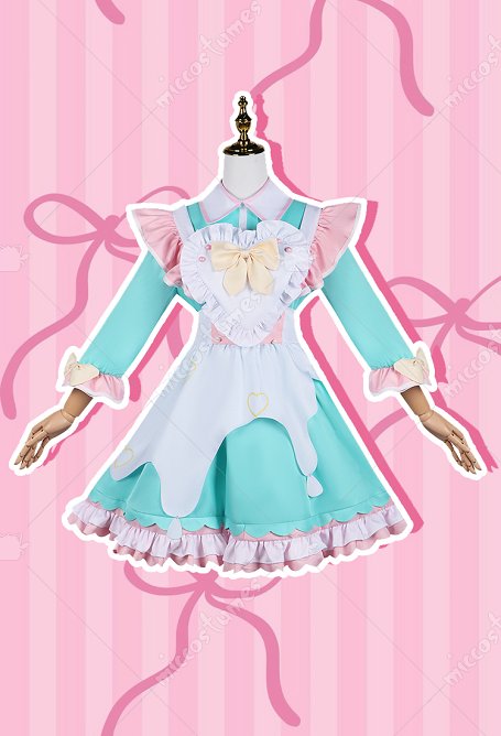 Needy Streamer Overload Ame Cosplay Maid Vestido con delantal y calcetines