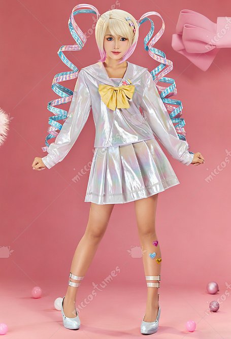 Edición Premium Needy Streamer Overload KAngel Traje predeterminado Traje de cosplay Top y falda con puños y lazos
