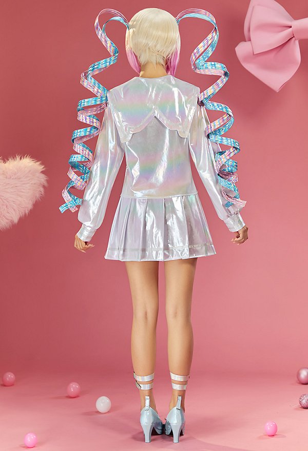Edición Premium Needy Streamer Overload KAngel Traje predeterminado Traje de cosplay Top y falda con puños y lazos