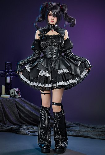 Needy Streamer Overload Rain Cosplay Disfraz Vestido con mangas y calentadores de piernas