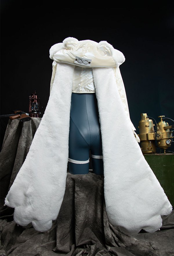 Goddess of Victory: Nikke Neve Cosplay Costume Bodysuit and Plush Coat with Leg Warmers and Hat