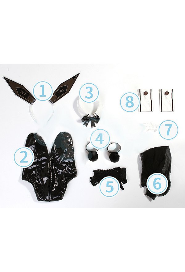 Goddess of Victory: Nikke Noir Cosplay Costume Black Bunny Girl Bodysuit with Headband Sleeves