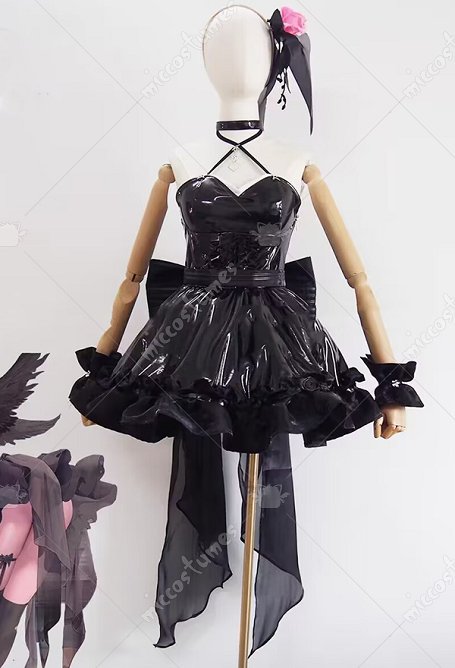 Goddess of Victory: Nikke Dorothy Cosplay Costume Nostalgia Ensemble de robe noire avec gros nœud papillon