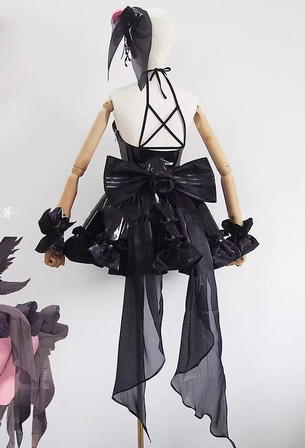 Goddess of Victory: Nikke Dorothy Cosplay Costume Nostalgia New Skin Black Dress Set with Big Bowknot