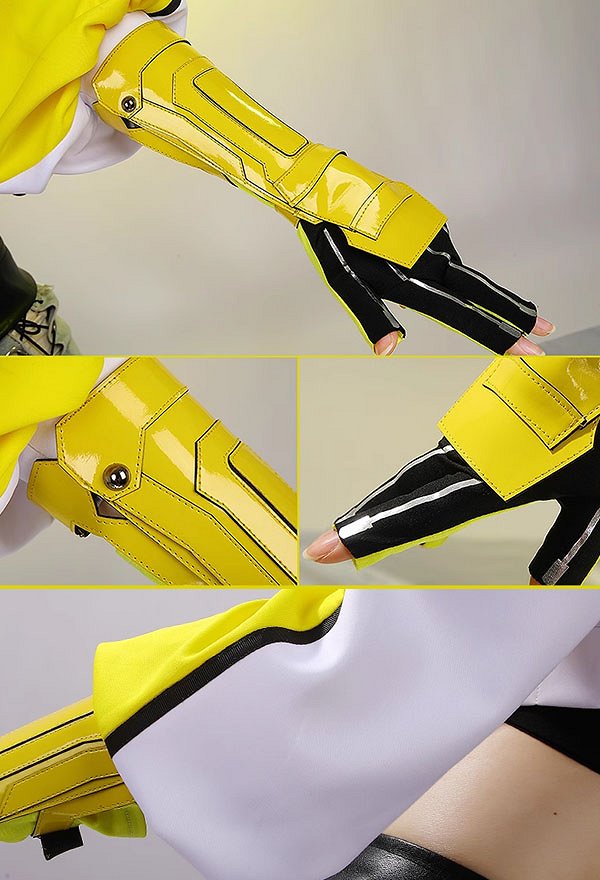 Goddess of Victory: Nikke Elegg Disfraz de Cosplay Top de ombligo y pantalón corto con guantes y riñonera