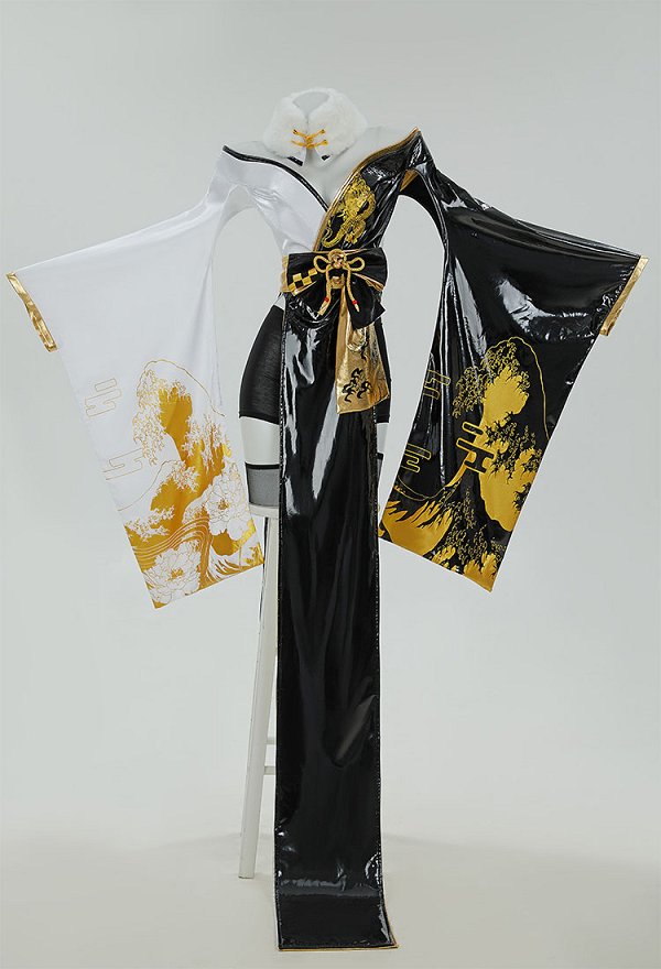 Goddess of Victory: Nikke Noir Cosplay Costume Kimono Top and Shorts with Waistband and Headpiece