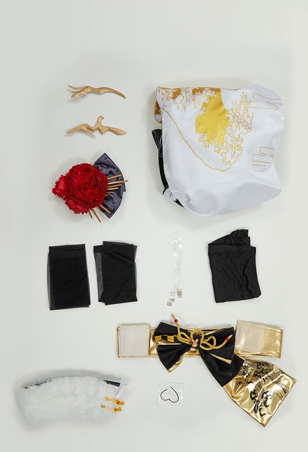Goddess of Victory: Nikke Noir Cosplay Costume Kimono Top and Shorts with Waistband and Headpiece