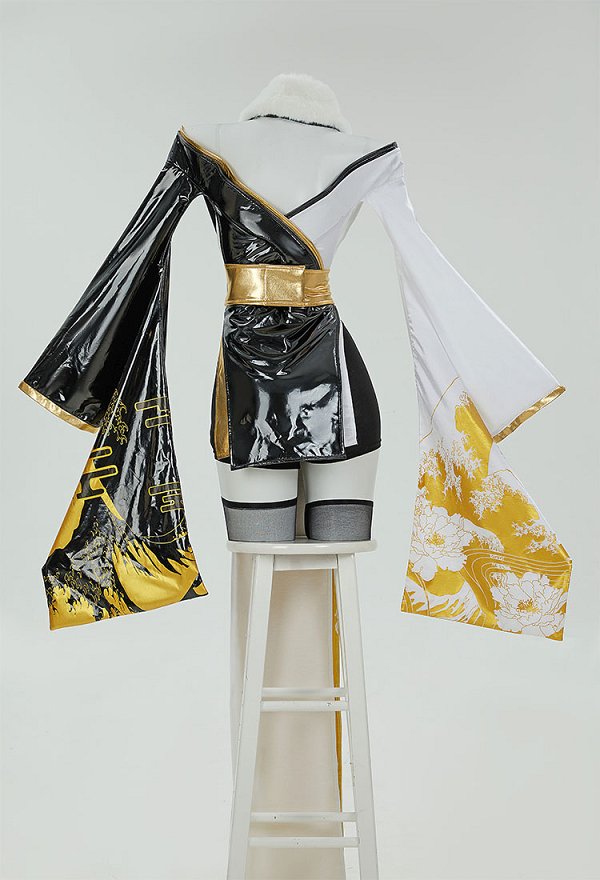 Goddess of Victory: Nikke Noir Cosplay Costume Kimono Top and Shorts with Waistband and Headpiece