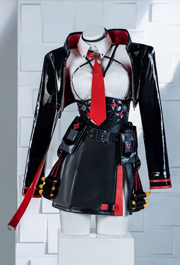 Diosa de la Victoria: Nikke Rapi: Capucha Roja Cosplay Traje Vestido Abrigo Conjunto con Sombrero Corbata Diosa de la Victoria: Nikke Rapi: Capucha Roja Cosplay Traje Vestido Abrigo Conjunto con Sombrero Corbata