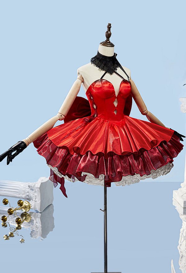 Diosa de la Victoria: Nikke Cosplay Disfraz Vestido Rojo con Guantes Medias Diosa de la Victoria: Nikke Cosplay Disfraz Vestido Rojo con Guantes Medias