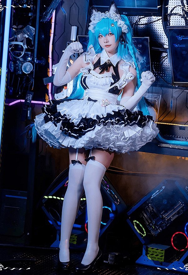 Goddess of victory NIKKE Privaty Cosplay Costume Maid Dress with Apron and Stockings