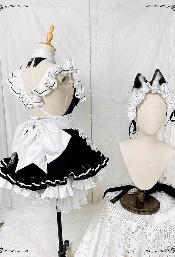 Goddess of victory NIKKE Privaty Cosplay Costume Maid Dress with Apron and Stockings