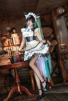 Goddess of Victory: Nikke Siren Cosplay Costume Coffee Maid Costume Robe avec tablier et bandeau
