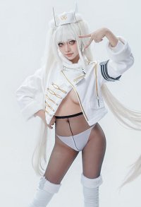 Goddess of Victory: Nikke Blanc Fortune Express Skin Cosplay Costume Top and Pantyhose with Thong and Hat