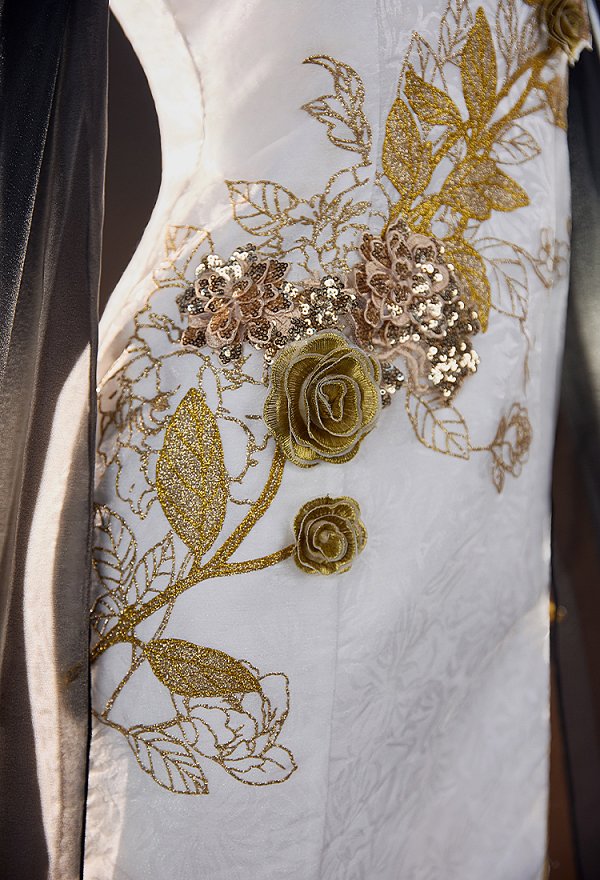 Goddess of Victory: Nikke Crown Glorious Flower Skin Cosplay Costume Dress with Shawl and Tiara