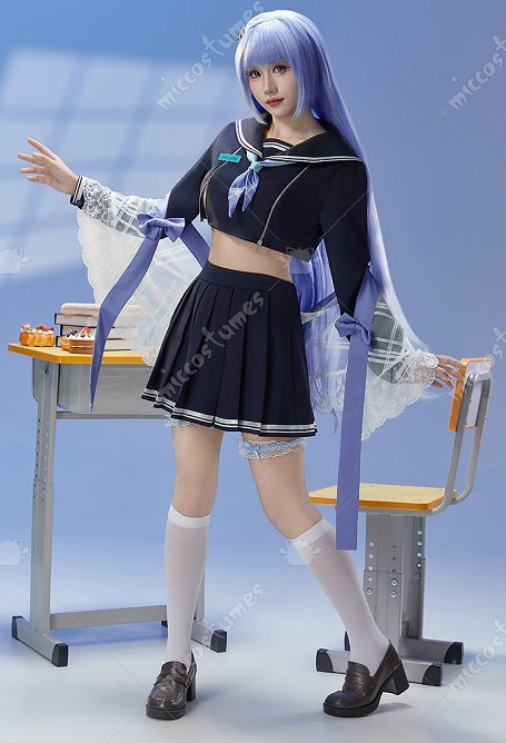 Disfraz de Cosplay de Goddess of Victory: Nikke Arcana: Fortune Mate: Blusa y Falda Combinadas con un Chal y un Top Sin Tirantes