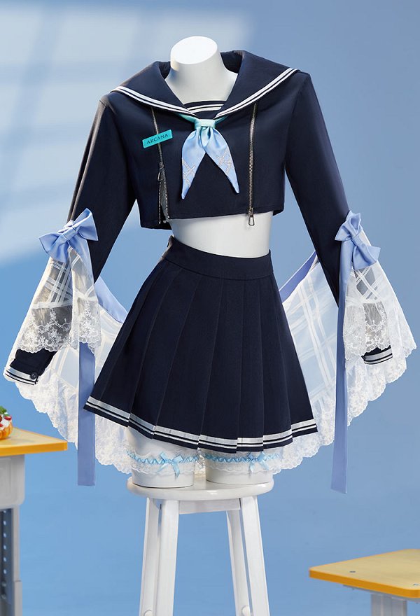 Disfraz de Cosplay de Goddess of Victory: Nikke Arcana: Fortune Mate: Blusa y Falda Combinadas con un Chal y un Top Sin Tirantes