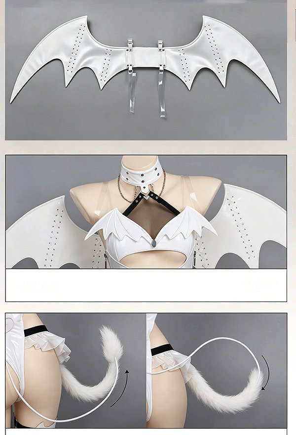 Déesse de la Victoire Costume de cosplay Nikke Blanc White Devil body avec ailes et bandeau Déesse de la Victoire Costume de cosplay Nikke Blanc White Devil body avec ailes et bandeau