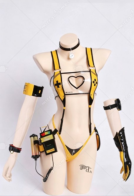 Goddess of Victory Nikke Elegg Cosplay Disfraz Traje de Baño con Tanga y Gargantilla