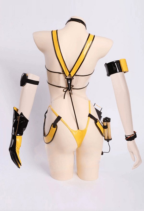 Goddess of Victory Nikke Elegg Cosplay Disfraz Traje de Baño con Tanga y Gargantilla