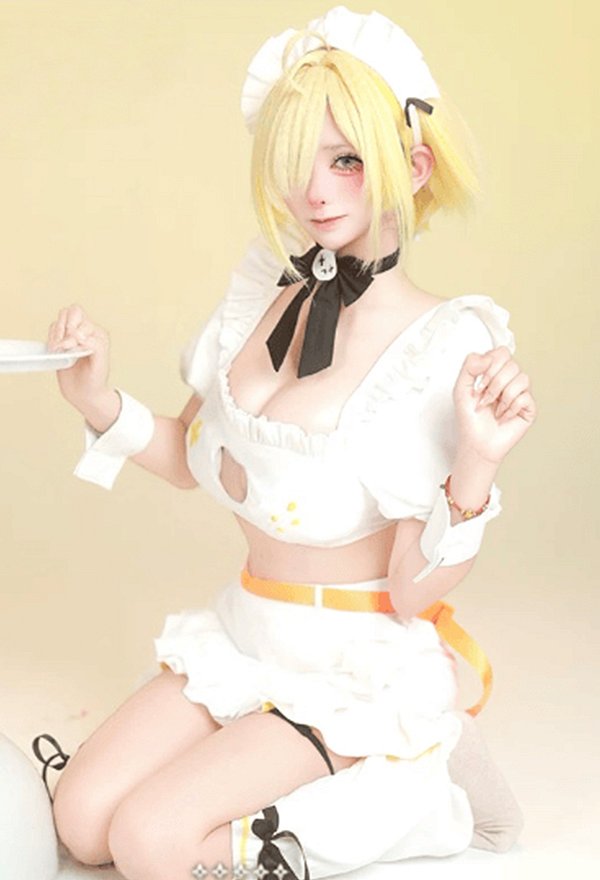 Goddess of Victory: Nikke Elegg Maid Cosplay Costume Top and Skirt with Belt Goddess of Victory: Nikke Elegg Maid Cosplay Costume Top and Skirt with Belt