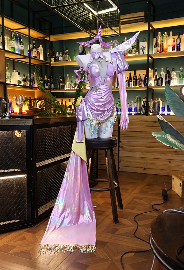 Goddess of Victory: Nikke Anis Starlight Skin Cosplay Costume Dress with Jacket and Headpiece Goddess of Victory: Nikke Anis Starlight Skin Cosplay Costume Dress with Jacket and Headpiece