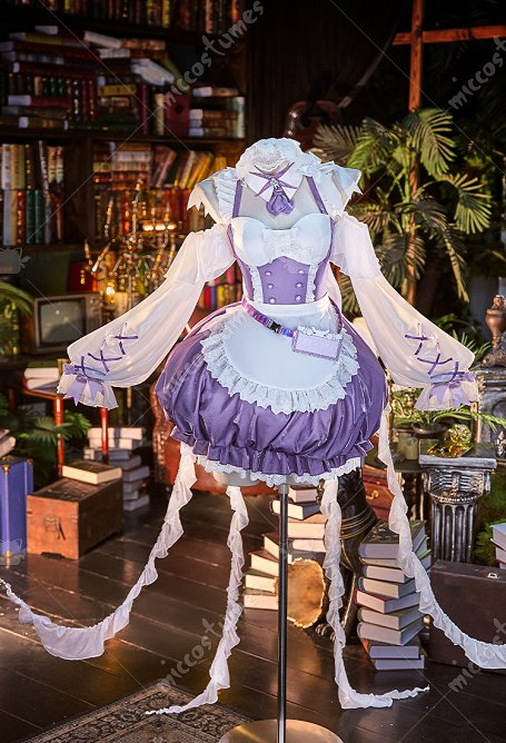 Goddess of Victory: Nikke Liberalio Cafe Maid Skin Costume de Cosplay Robe avec Tablier et Manches