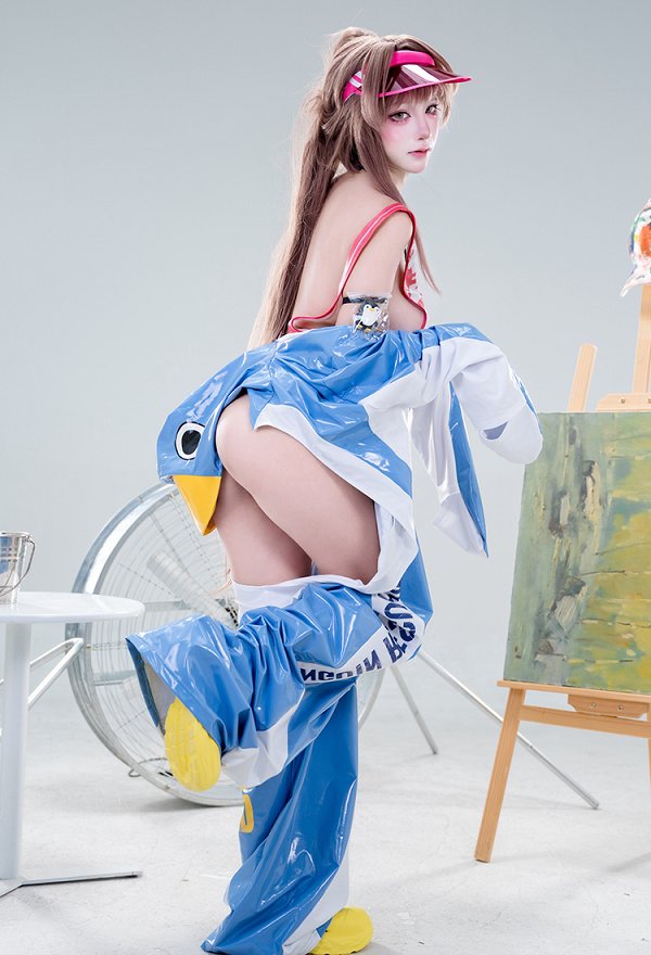 Goddess of Victory: Nikke Marciana Marine Study Skin Cosplay Costume Swimsuit and Full-Body Coat with Sun Hat and Whistle