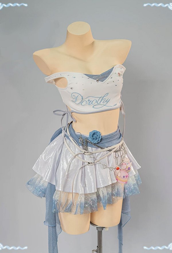 Goddess of Victory: Nikke Dorothy Stage Outfit Top and Skirt with Sleeves and Hair Accessory Goddess of Victory: Nikke Dorothy Stage Outfit Top and Skirt with Sleeves and Hair Accessory