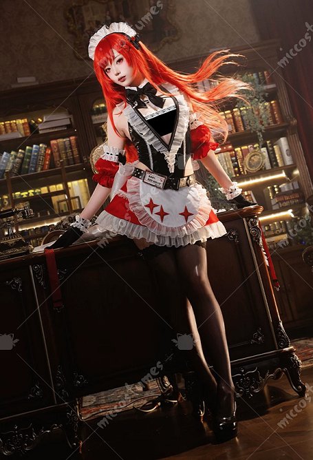 Goddess of Victory: Nikke Rapi Maid Outfit Cosplay Costume Top and Skirt with Sleeves and Headband