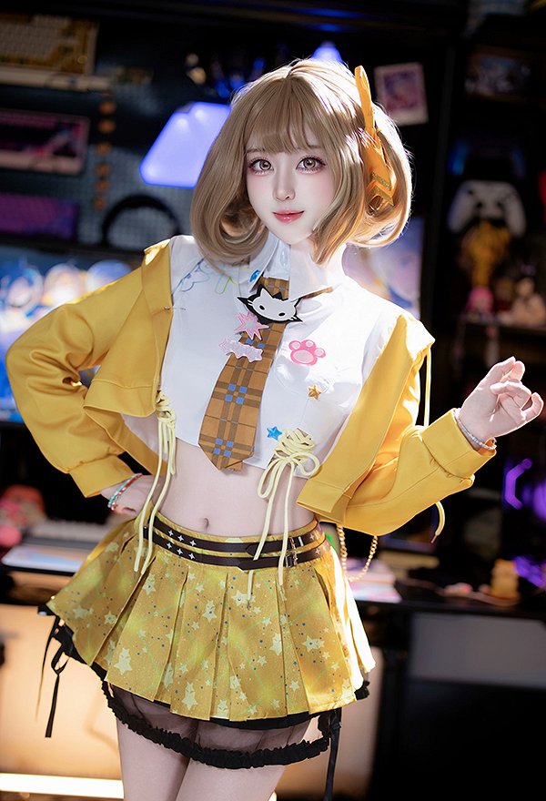 Goddess of Victory: Nikke Star Anis Skin Stage Outfit Cosplay Costume Top and Jacket with Vest and Skirt Goddess of Victory: Nikke Star Anis Skin Stage Outfit Cosplay Costume Top and Jacket with Vest and Skirt