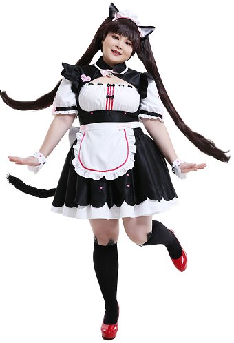 Nekopara Costume de Cosplay Chocola Robe de Femme de Chambre avec Oreilles de Chat Grande Taille Curvy Cosplay