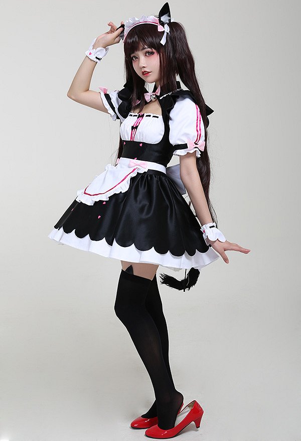 Nekopara Chocola Maiden Cosplay Kostüm Kleid mit Katze Ohren Nekopara Chocola Maiden Cosplay Kostüm Kleid mit Katze Ohren