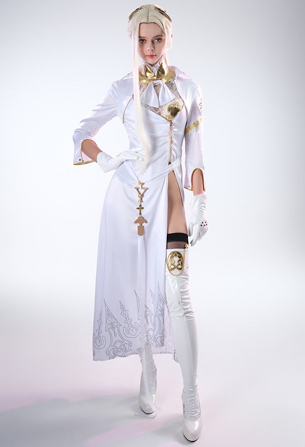 N Automata Costume de Cosplay Commander White Ensemble de Robe Blanche et Couvre-jambes