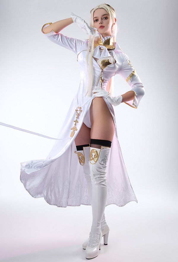 N Automata Costume de Cosplay Commander White Ensemble de Robe Blanche et Couvre-jambes