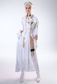 N Automata Commander White Cosplay Costume White Dress Set and Leg Covers