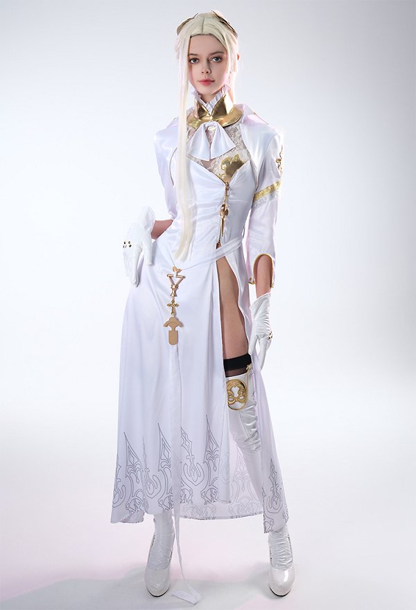 N Automata Costume de Cosplay Commander White Ensemble de Robe Blanche et Couvre-jambes