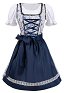 Oktoberfest Dress Blue White Floral Dress Maid Style Clubwear Party Dress with Apron