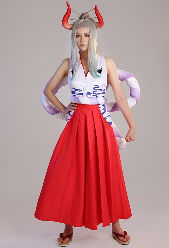 One Piece Yamato Traje de Cosplay de una Pieza de Chaleco y Pantalones con Cuerda de Cintura y Tocado
