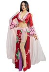 One Piece Boa Hancock Cosplay Costume Red Top Skirt With Cloak Set with Earrings