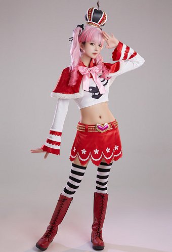 One Piece Perona Top and Skirt Set with Short Cloak Cosplay Costume