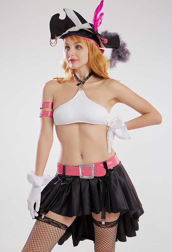 One Piece Film: Red Costume de Cosplay Nami Ensemble Top Court et Jupe avec Chapeau et Accessoires