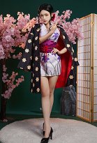 One Piece Nico Robin Kimono Disfraz de Cosplay Vestido de Kimono y Cinturón con Cárdigan