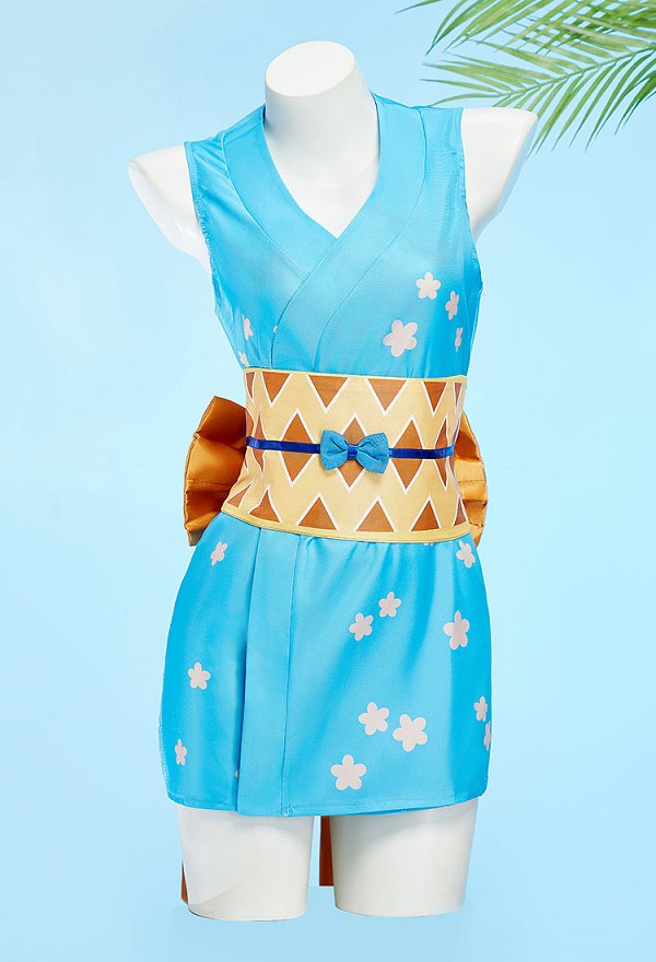 One Piece Nami Cosplay Costume Blue Kimon Vestido