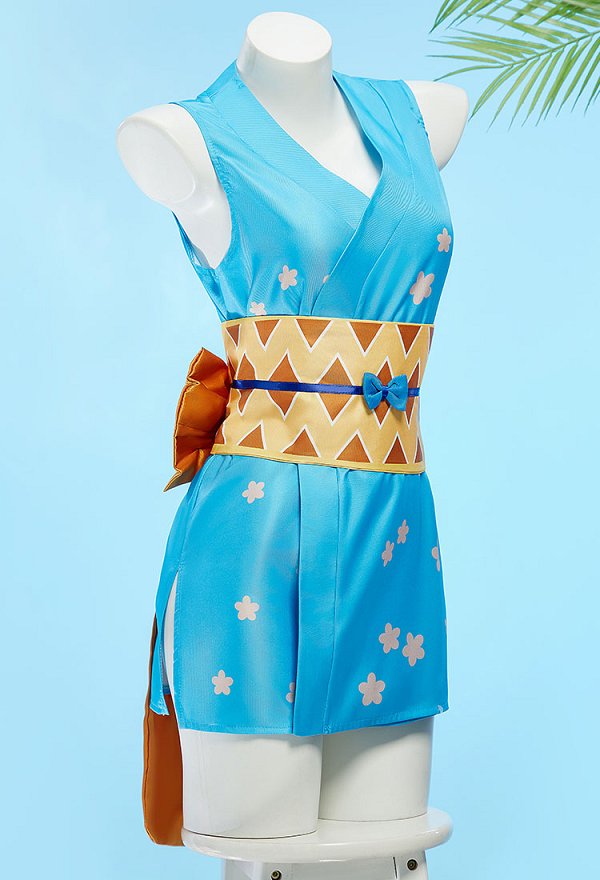 One Piece Nami Cosplay Costume Blue Kimon Vestido
